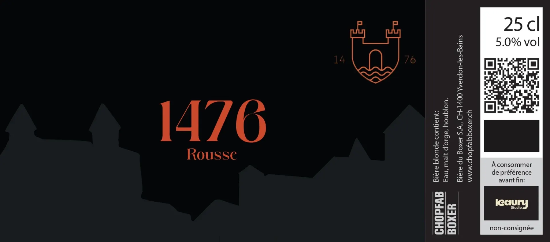 Étiquette de la bière Boxer 1476 Rousse