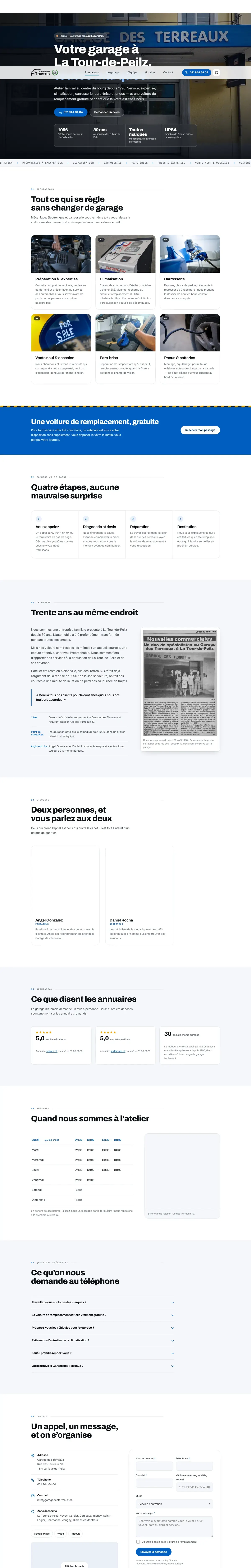 Capture du site de démonstration : Garage automobile, La Tour-de-Peilz