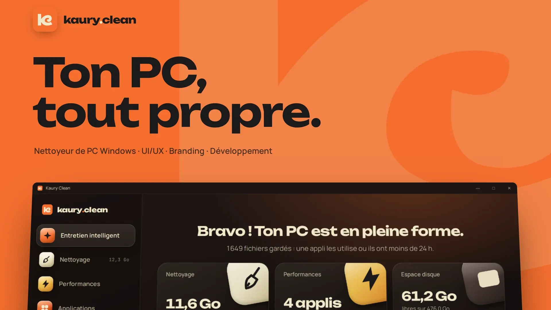 Kaury Clean, nettoyeur de PC Windows gratuit conçu par Kaury Studio