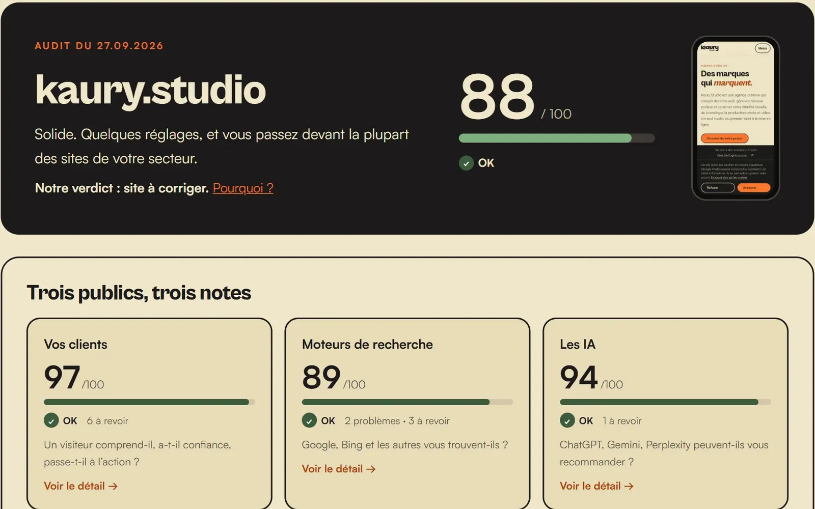 Screenshot: SEO & AI audit