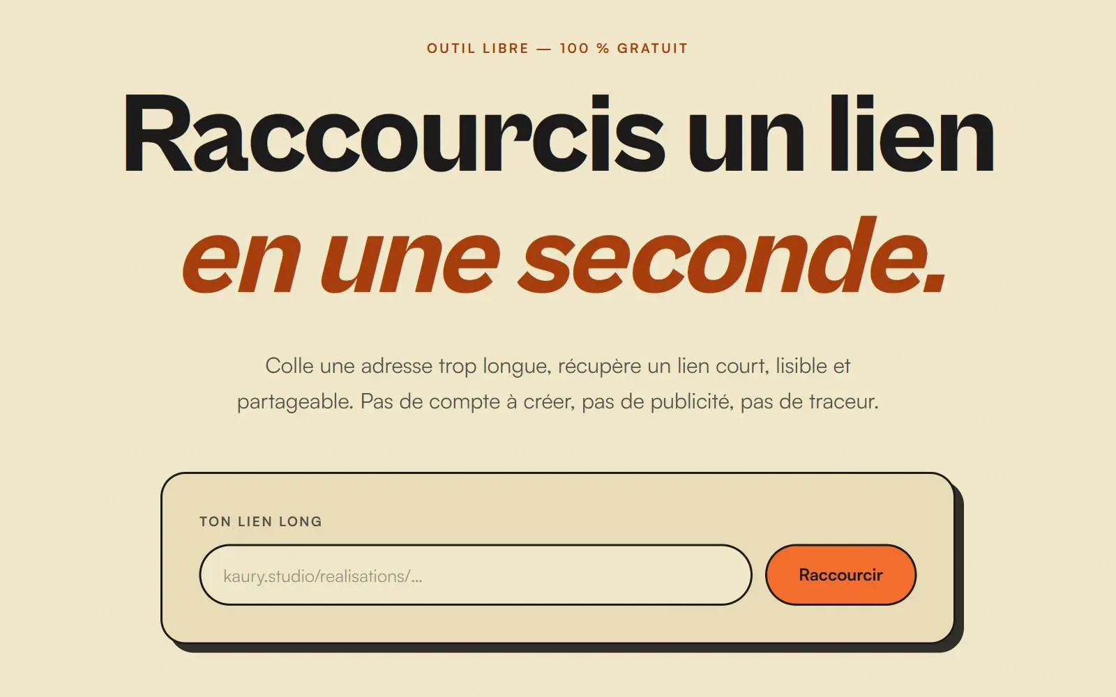 Screenshot: Link shortener