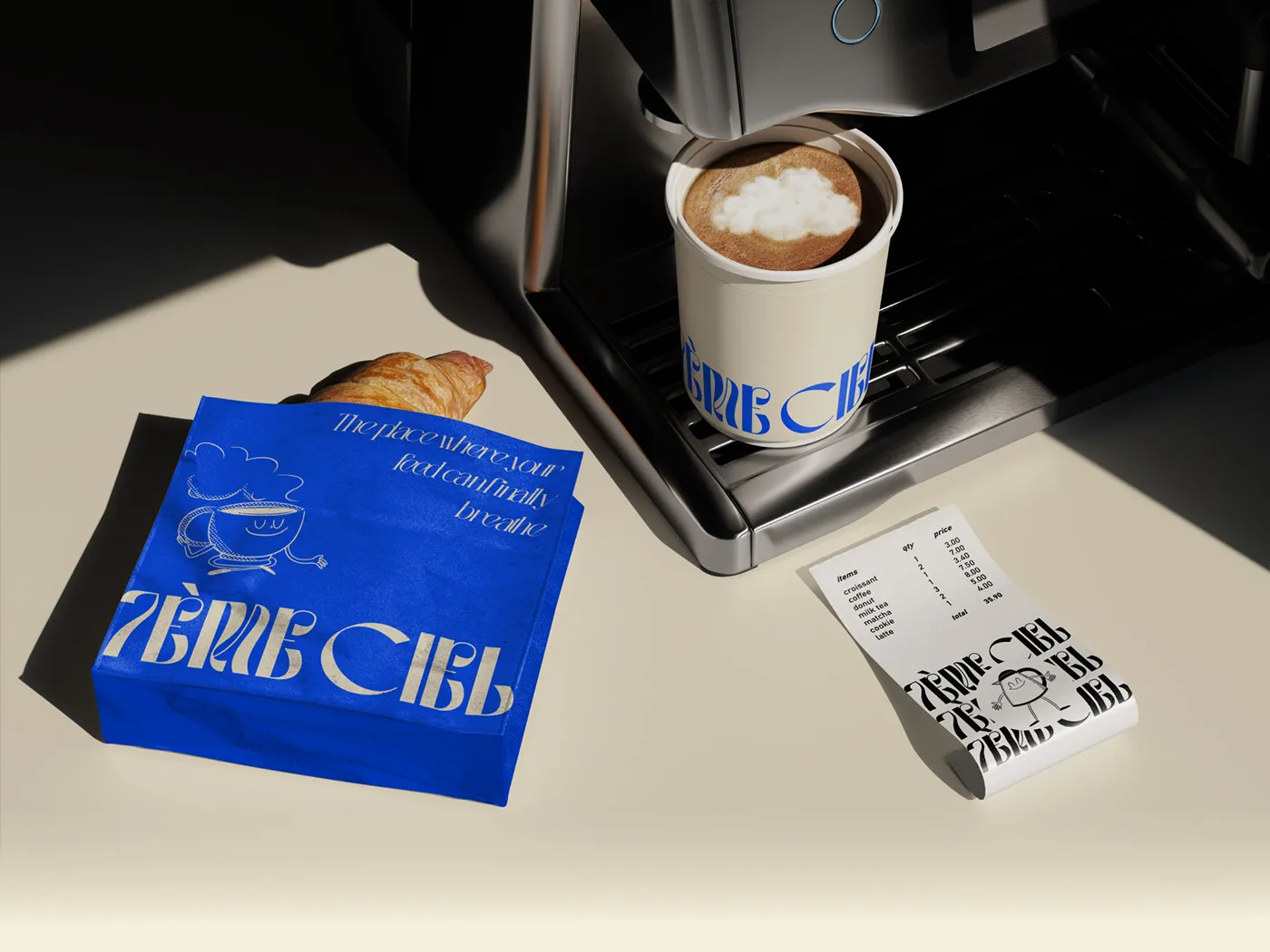 Identité visuelle du café 7ème Ciel, logo et déclinaisons