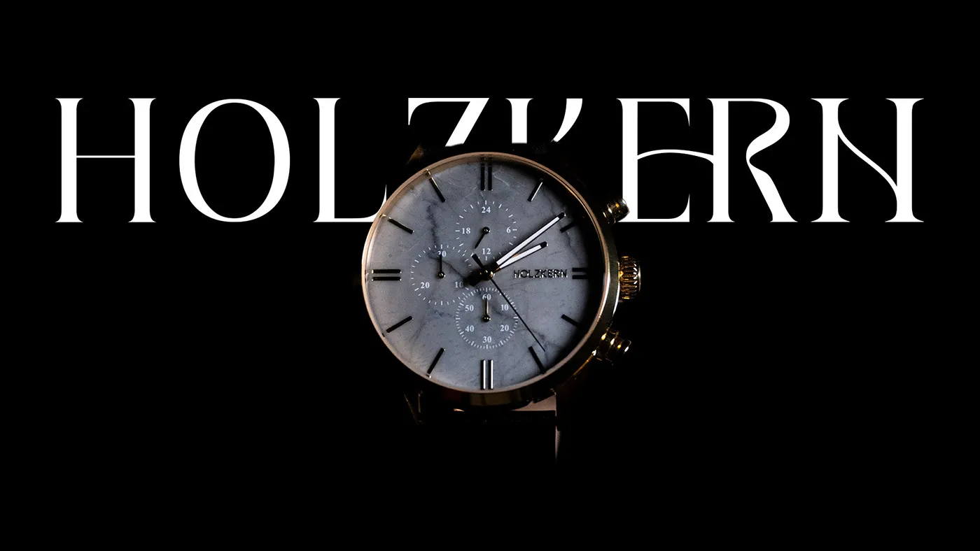 Photographie studio d'une montre Holzkern en bois