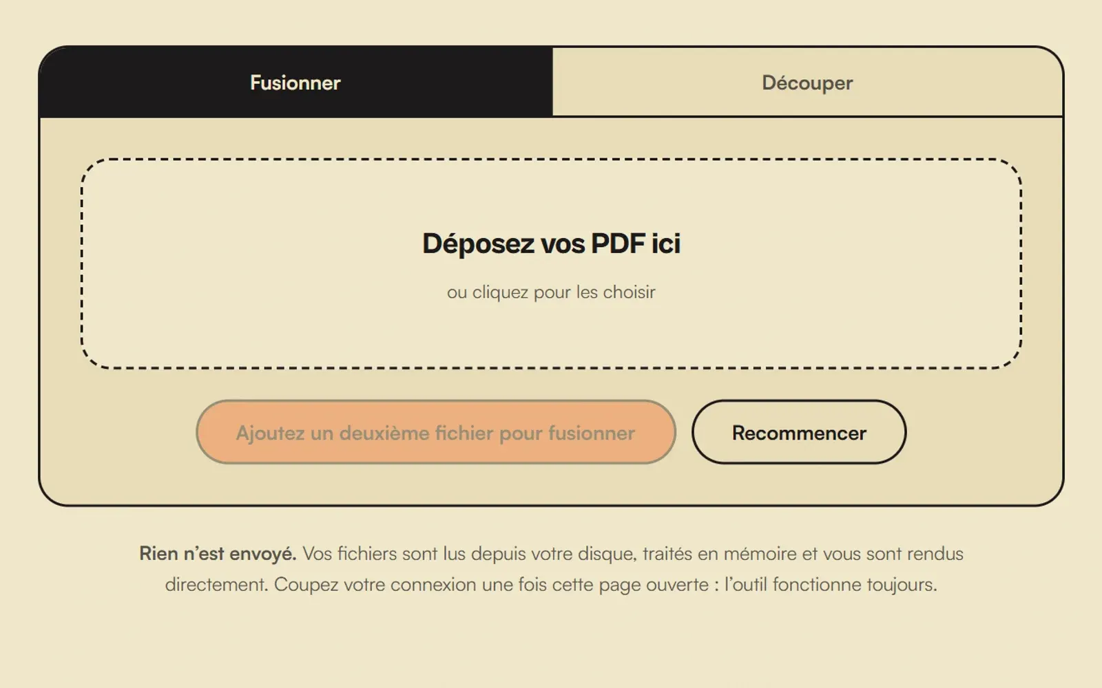 Screenshot: Merge and split PDFs